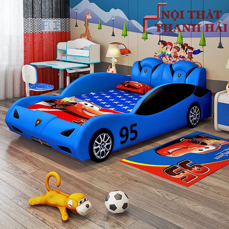 Giường siêu xe ô tô dành cho bé trai GTE145 màu xanh da trời