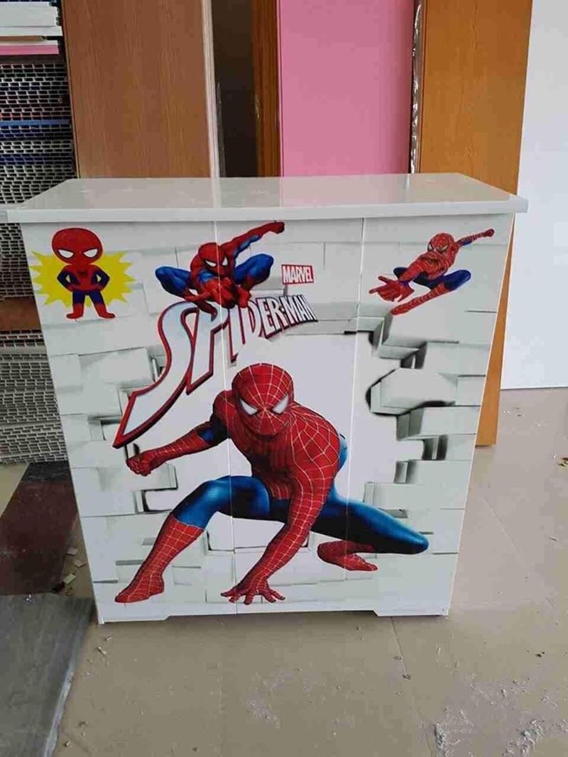 Tủ quần áo nhựa trẻ em 2 buồng nhiều ngăn kiểu dáng siêu nhân người nhện