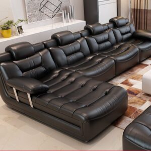 Bộ ghế sofa bọc da hiện đại cao cấp sang trọng SF001 màu đen