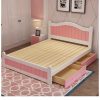 Giường trẻ em bằng gỗ đẹp GTE022 màu hồng có ngăn kéo