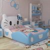 Giường cho bé gái hình chú mèo Hello Kitty GTE011 xanh dương