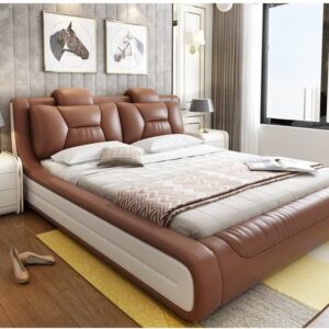 Giường hiện đại bọc da cao cấp sang trọng GN006 màu nâu