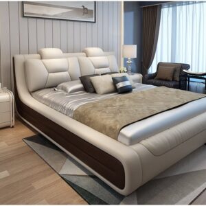 Giường hiện đại bọc da cao cấp sang trọng GN006 màu xám