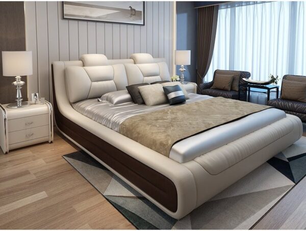 Giường hiện đại bọc da cao cấp sang trọng GN006 màu xám