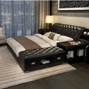 Giường tatami kiểu nhật bọc da có ngăn kéo GN008 đen