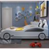 Mẫu giường ngủ ô tô thể thao đa tính năng cho bé GTE041 màu trắng 2