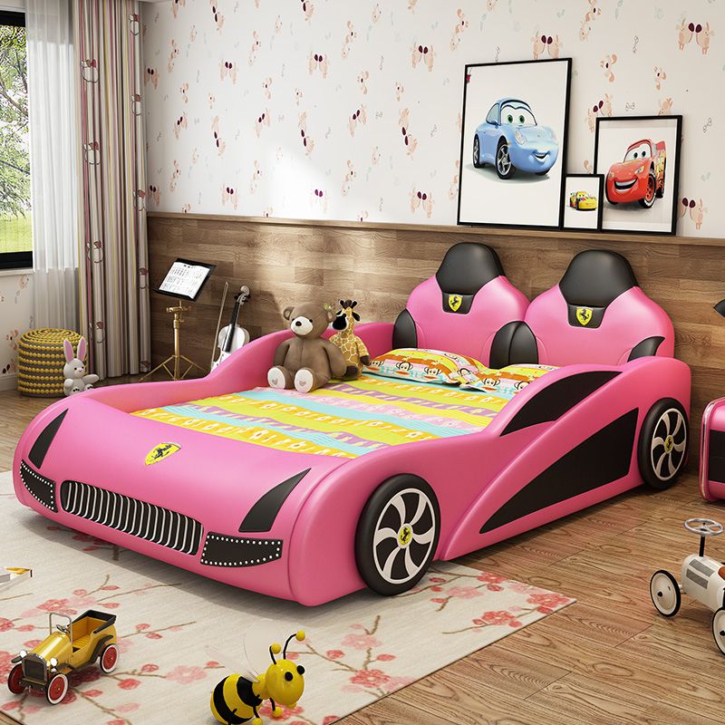 Giường ô tô thể thao bọc da có ngăn chứa đồ GTE035 màu hồng