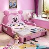 Giường trẻ em bọc da kiểu chú chuột Micky dễ thương GTE027 màu hồng