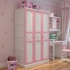 Tủ quần áo trẻ em màu hồng phấn bằng gỗ TTE003