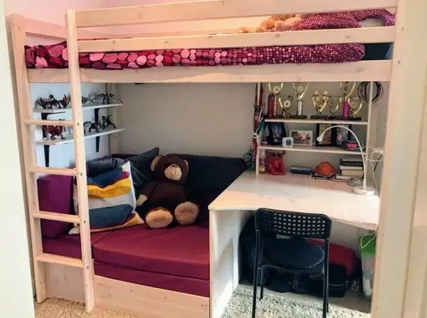 Giường tầng kết hợp bàn học, bàn làm việc cho bé và người lớn