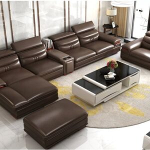Bộ bàn ghế sofa phòng khách bọc da hiện đại nhập khẩu SF003