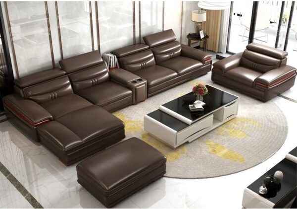 Bộ bàn ghế sofa phòng khách bọc da hiện đại nhập khẩu SF003