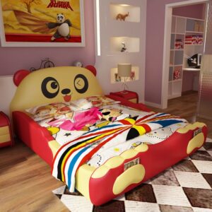 Giường cho bé hình chú gấu Panda dễ thương GTE030 màu đỏ