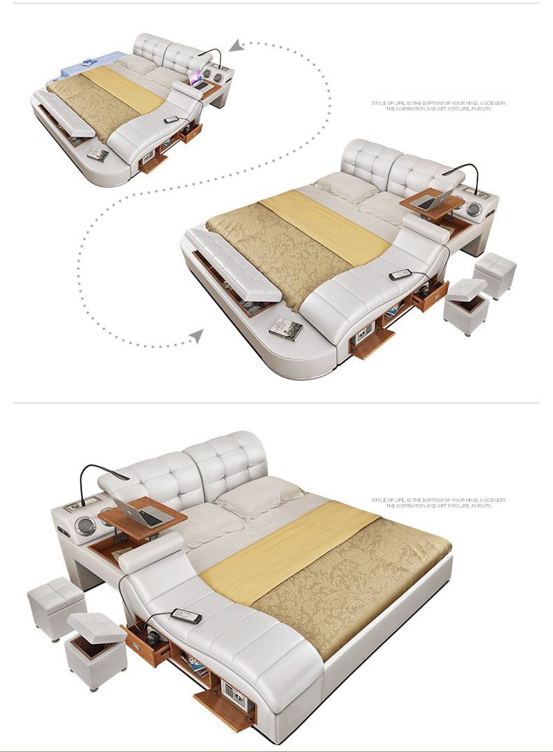 Giường hiện đại đa năng có ngăn kéo và ghế massage GN011 9