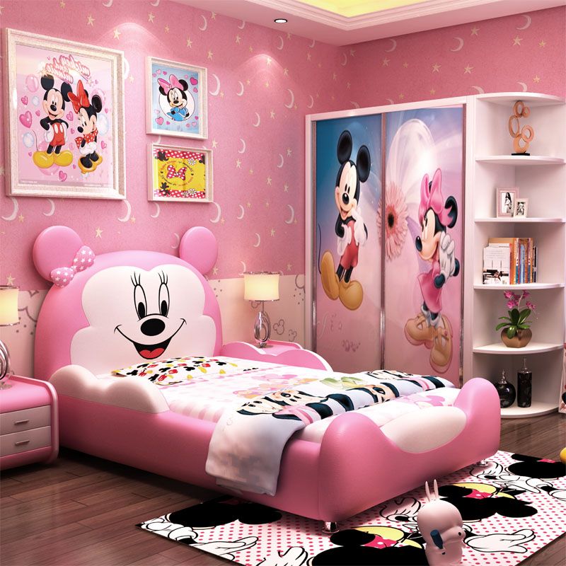 Giường hoạt hình chú chuột Micky dễ thương GTE032 màu hồng