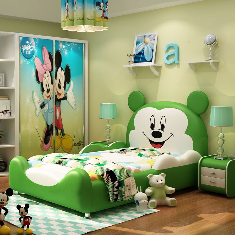 Giường hoạt hình chú chuột Micky dễ thương GTE032 màu xanh lá cây