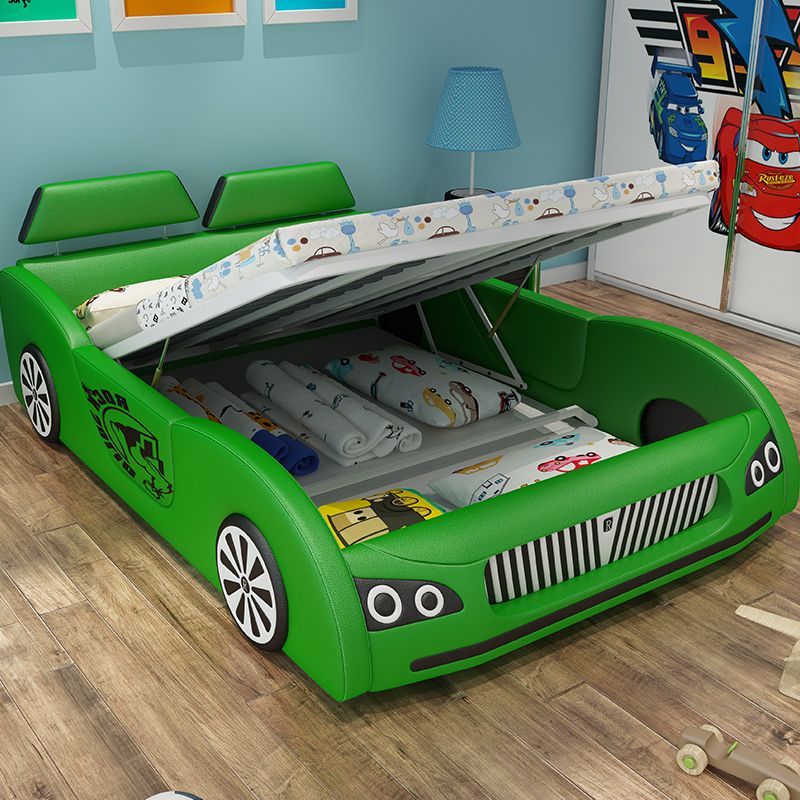 Giường trẻ em ô tô thể thao có ngăn gấp chứa đồ GTE036 màu xanh lá cây