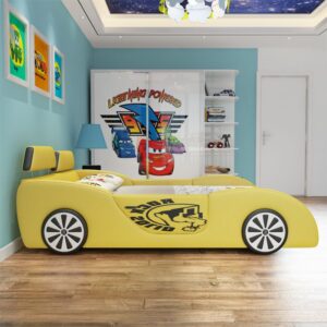 Giường trẻ em ô tô thể thao có ngăn gấp chứa đồ GTE036 màu vàng Giường trẻ em ô tô thể thao có ngăn gấp chứa đồ GTE036 màu vàng