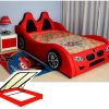 Giường ô tô cho bé trai đẹp nhập khẩu GTE079 màu đỏ dát giường mở