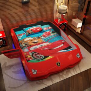 Giường ô tô thể thao 3D T6 Lamborghini GTE066 dòng cao cấp nhập khẩu màu đỏ Giường ô tô thể thao 3D T6 Lamborghini GTE066 dòng cao cấp nhập khẩu màu đỏ