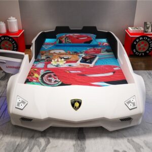 Giường ô tô thể thao 3D T6 Lamborghini GTE066 dòng cao cấp nhập khẩu màu trắng có cửa Giường ô tô thể thao 3D T6 Lamborghini GTE066 dòng cao cấp nhập khẩu màu trắng có cửa