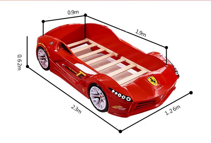 Kích cỡ Giường ô tô xe đua 3D dành cho bé trai GTE078 ( 900 x 1m9)