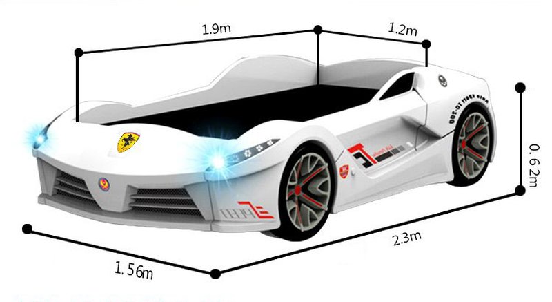 Kích cỡ Giường ô tô xe đua 3D dành cho bé trai GTE078 ( 1m2 x 1m9)