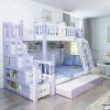 Giường tầng trẻ em kiểu công chúa đẹp GTE053 có cầu thang hộp màu xanh nước biển