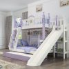 Giường tầng trẻ em kiểu công chúa đẹp GTE053 màu xanh nước biển có cầu thang trượt