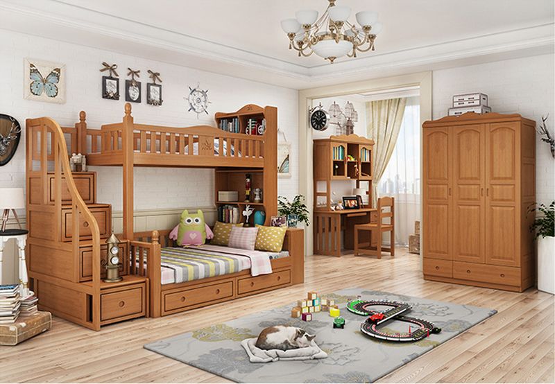Bội nội thất phòng ngủ Giường tầng cho bé gỗ sồi đẹp GTE050 5