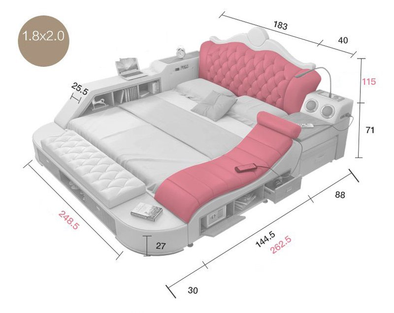 Kích thước giường ngủ tatami kiểu nhật GN010 dành cho đệm lòng 1m8 x 2m