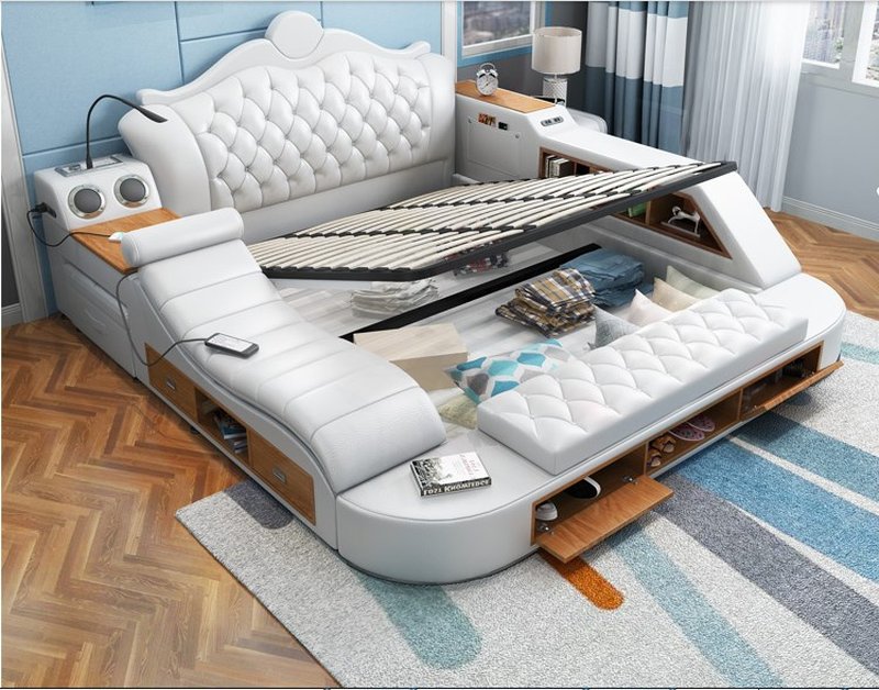 Giường ngủ hiện đại GN010 kiểu dáng đa năng có ngăn gấp chứa đồ chăn ga gối