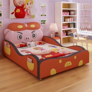 Giường trẻ em hoạt hình chú heo ngộ nghĩnh dễ thương GTE029 màu đỏ