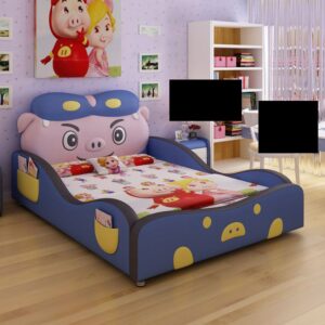 Giường trẻ em hoạt hình chú heo ngộ nghĩnh dễ thương GTE029 màu xanh da trời