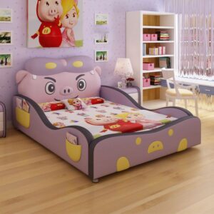 Giường trẻ em hoạt hình chú heo ngộ nghĩnh dễ thương GTE029 màu tím