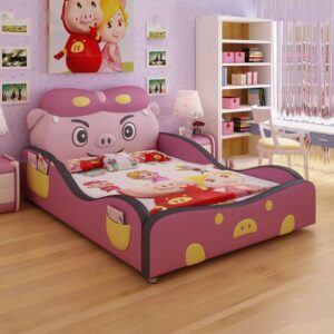Giường trẻ em hoạt hình chú heo ngộ nghĩnh dễ thương GTE029 màu hồng
