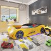 Giường ô tô thể thao 3D T400 Maserati + đèn led + âm nhạc GTE065 màu vàng