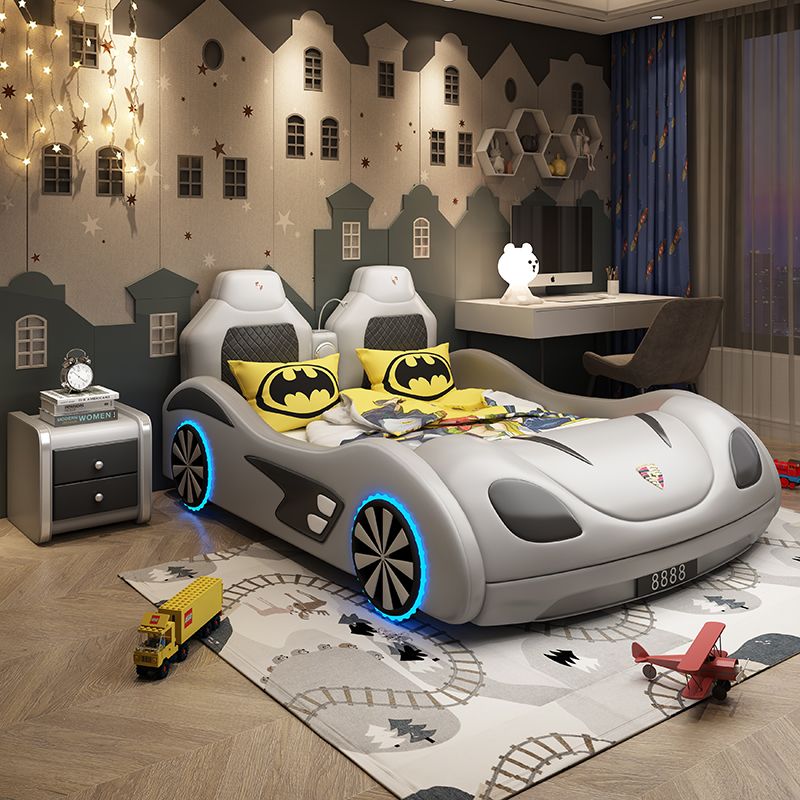 Giường ô tô cao cấp đẹp cho bé trai màu ghi xám GTE081
