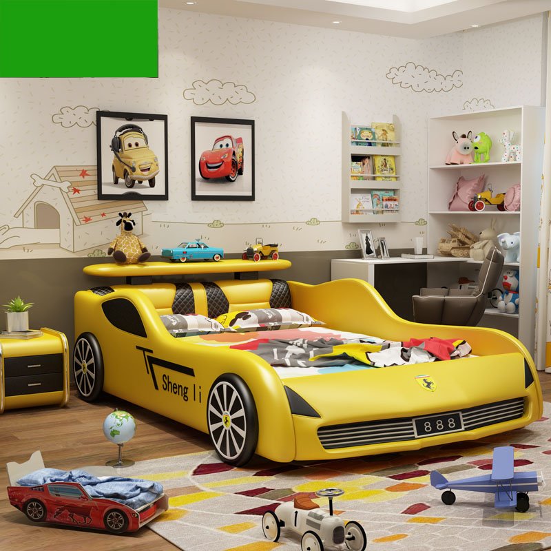 Giường ô tô xe đua cho bé trai GTE091 màu vàng