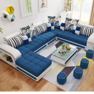 Bộ ghế sofa bọc nỉ hình chữ U SF004