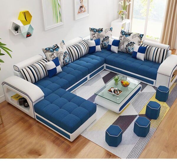 Bộ ghế sofa bọc nỉ hình chữ U SF004