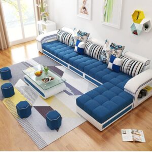 Bộ ghế sofa phòng khách bọc nỉ hình chữ L SF004 4 băng