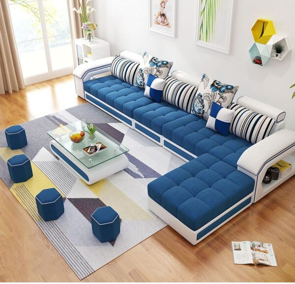 Bộ ghế sofa phòng khách bọc nỉ hình chữ L SF004 4 băng