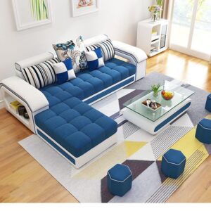 Bộ ghế sofa phòng khách bọc nỉ hình chữ L SF004 2 băng