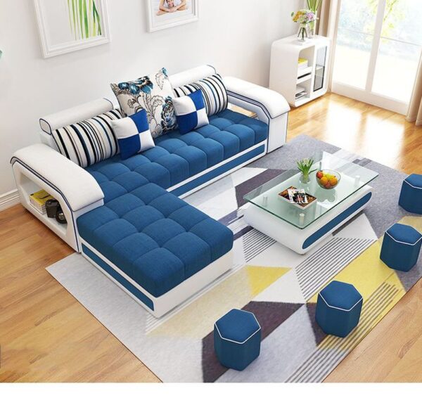 Bộ ghế sofa phòng khách bọc nỉ hình chữ L SF004 2 băng
