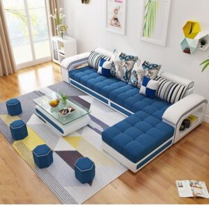 Bộ ghế sofa phòng khách bọc nỉ hình chữ L SF004 3 băng