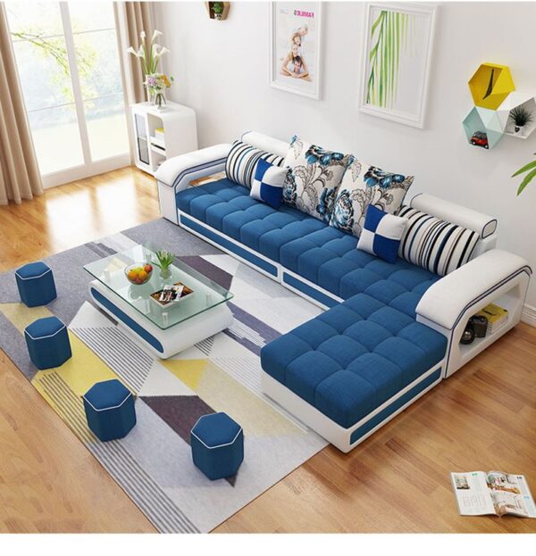 Bộ ghế sofa phòng khách bọc nỉ hình chữ L SF004 3 băng