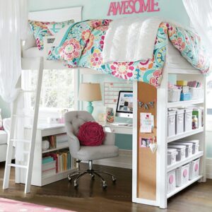 Giường 2 tầng có bàn học + giá sách cho trẻ em, người lớn GTE099 2
