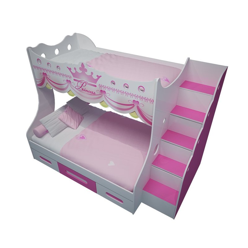 Giường tầng cho bé kiểu dáng công chúa màu hồng GTE105 3