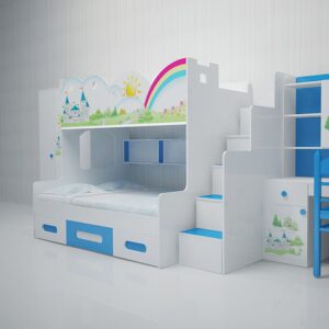 Giường tầng in hình lâu đài kiểu dáng cầu vồng tuổi thơ GTE108